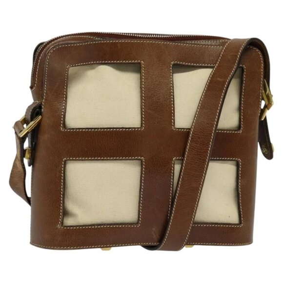 Salvatore Ferragamo Shoulder Bag Canvas Leather Beige Gold Auth bs27826 - Picture 1 of 15